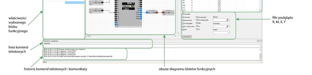 Rys. 3.1.2.1. Okno główne programu 3MotioManager 1.0 wraz opisem.