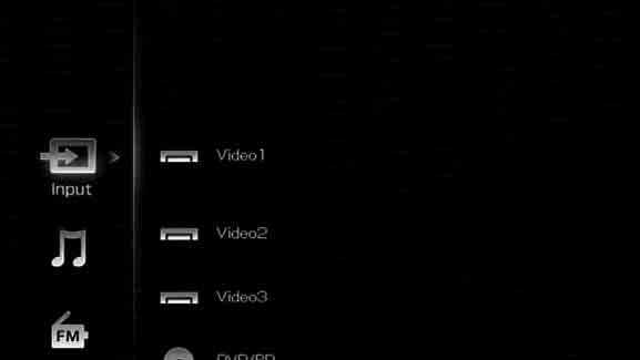 7: Obsługiwanie amplitunera z zastosowaniem GUI (Graphical User Interface) Stosując następujące procedury można zmieniać tryb wyświetlania menu w trybie pełnoekranowym.