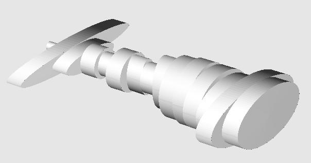 Fig. 3: Model cylindryczny traktu głosowego o podstawie eliptycznej dla głoski a Pomiary rzeczywistego modelu zostały wykonane poprzez nakreślenie ścieżki środków przekrojów rzeczywistych, następnie