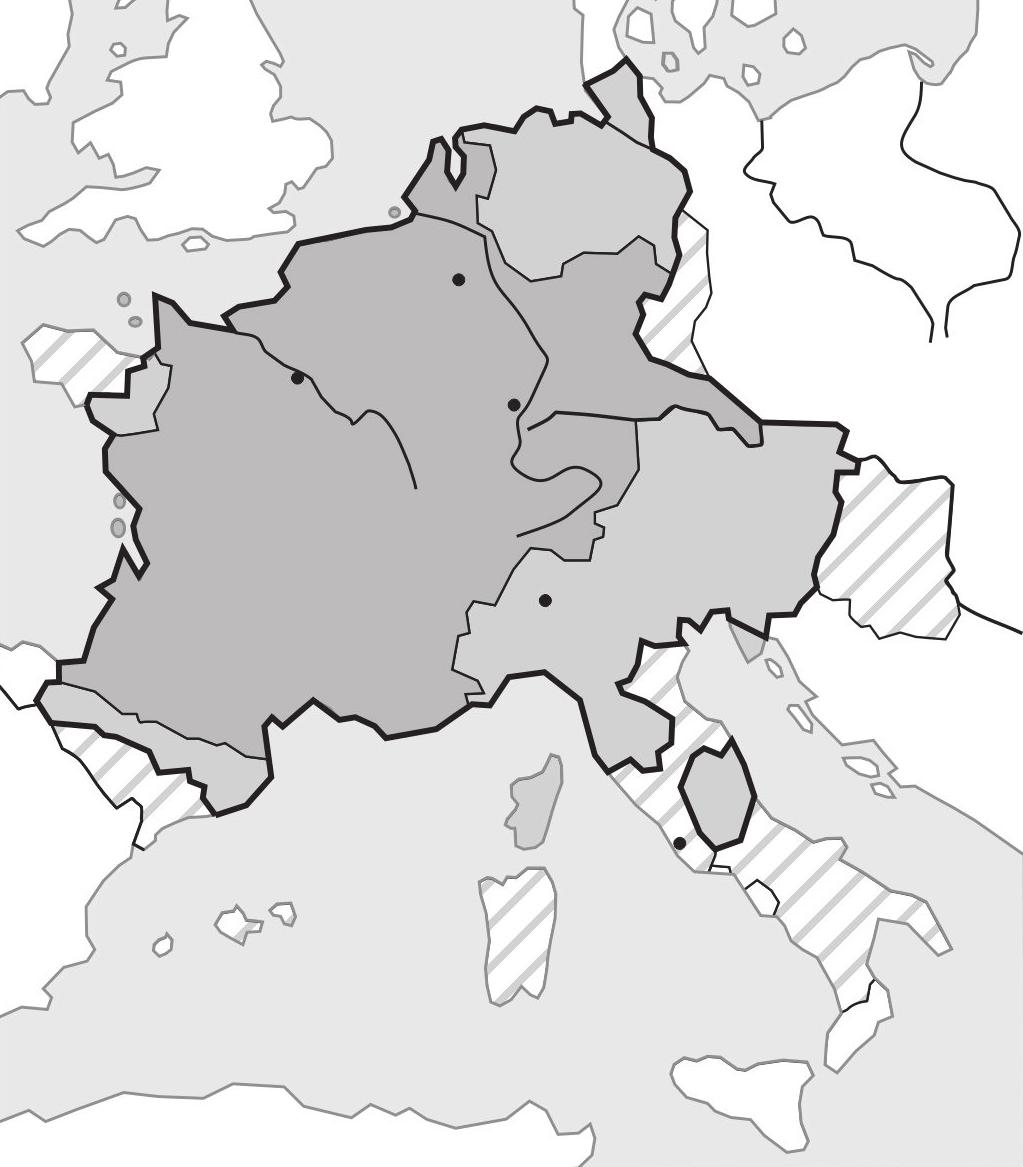 Tekst i mapa do zadania 4. [Karol Wielki] wyruszył do Hiszpanii z największymi siłami, na jakie mógł się zdobyć.