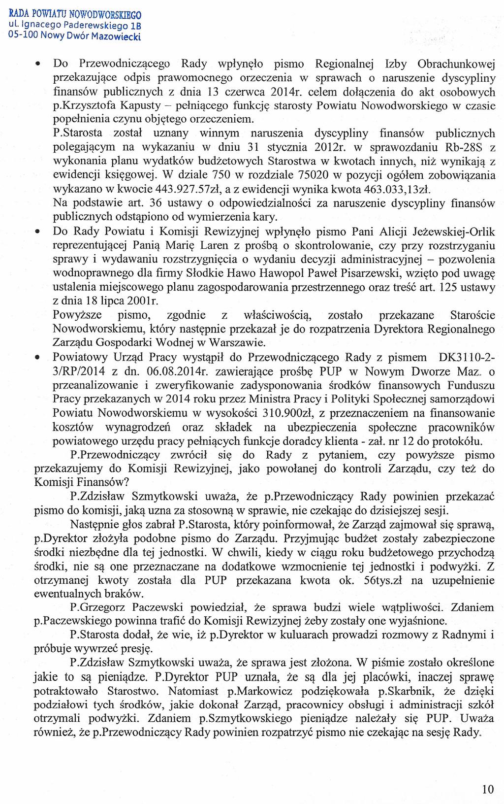RADA POWIAn; NOWODWORSKIEGO ul.