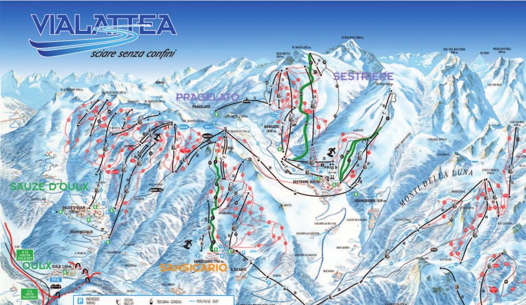 22 ZIMA 2010/2011 SAUZE D OULX Włochy OPIS KIERUNKU Sauze d Oulx to miejscowość dobra dla: ceniących komfort mieszkania przy stoku średniozaawansowanych narciarzy zaawansowanych narciarzy
