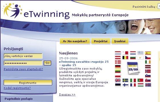 Naudojimosi etwinning portalu gidas Norėdami susirasti ir kad Jus surastų partneriai, įveskite prisijungimo formoje registracijos duomenis ir spauskite GO mygtuką.