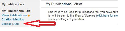 Aby dodać publikacje do naszego profilu należy nacisnąć : Back to my Researcher Profile W