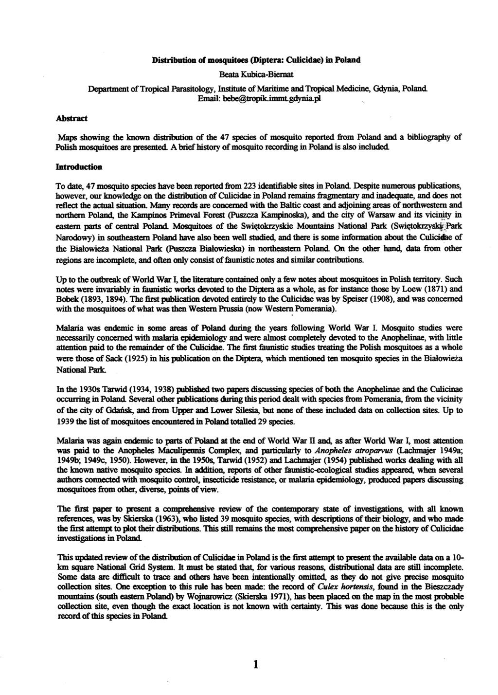 European Mosquito Bulletin, 5 (1999), 1-17.