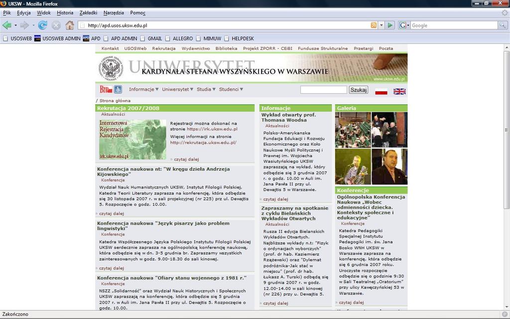 ADRES WWW Otwieramy przeglądarkę internetową (preferujemy Firefox) i