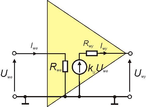 Wzmacniacz niesymetryczny Symbol wzmacniacza niesymetrycznego Uproszczony schemat