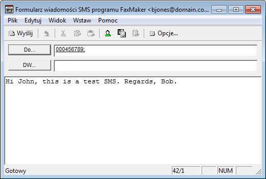 4 Sposób wysyłania wiadomości SMS Użytkownicy mogą wysyłać wiadomości SMS na dwa sposoby: Formularz wiadomości SMS programu GFI FaxMaker Wysyłając wiadomość SMS z klienta poczty e-mail 4.