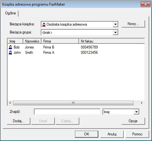 Załaduj książkę adresową programu GFI FaxMaker, wybierając kolejno polecenia Wstaw > Adresaci z książki adresowej programu FaxMaker.