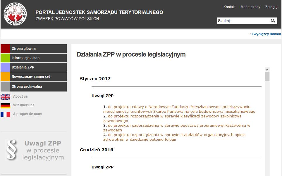 Z treścią wszystkich ww. opinii Związku Powiatów Polskich można zapoznać się po wejściu na stronę internetową ZPP: www.zpp.