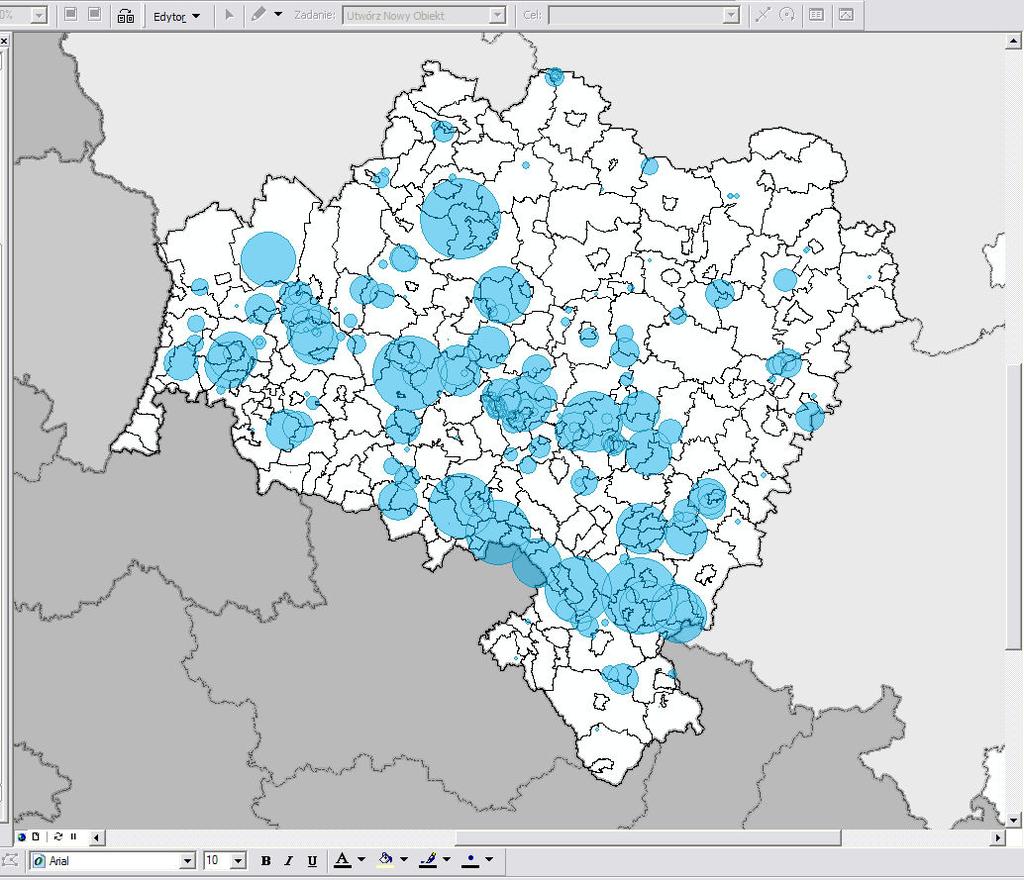 ANALIZA PRZESTRZENNA WIELKOŚCI WYDOBYCIA SUROWCÓW