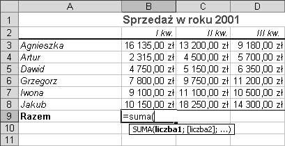 Rozdział 5. Wprowadzanie funkcji Aby wpisać funkcję z klawiatury: 1. Wprowadzanie formuły rozpocznij od wpisania znaku równości ( ). 2. Wpisz nazwę funkcji. 3.