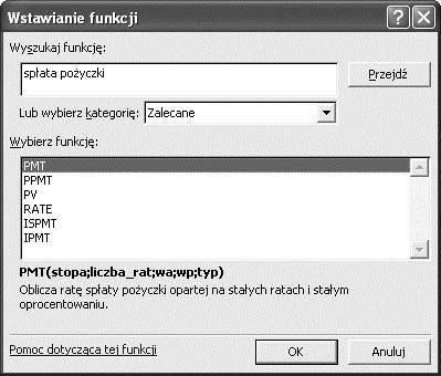 Lista rozwijana Funkcje znajduje się po lewej stronie paska formuły Rysunek 5.25.