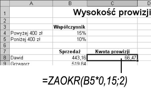 8) jeżeli argumentem funkcji jest inna funkcja, mówimy o tzw. zagnieżdżeniu funkcji. Wartości błędów (rysunek 5.