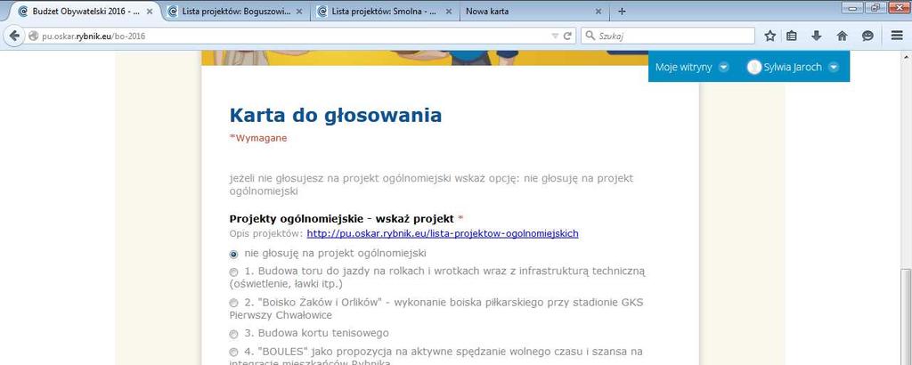 5. Chcąc oddać głos na projekt ogólnomiejski