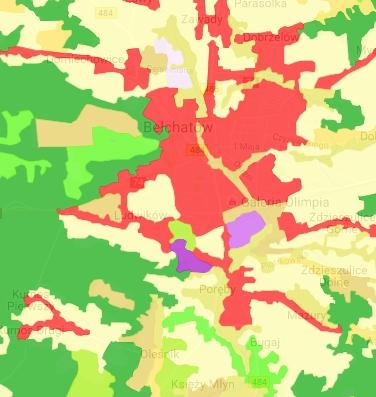 Mapa została przygotowana na podstawie projektu Corine Land Cover (CLC2000). Natomiast mapa 7 to mapa glebowo-rolnicza Bełchatowa.