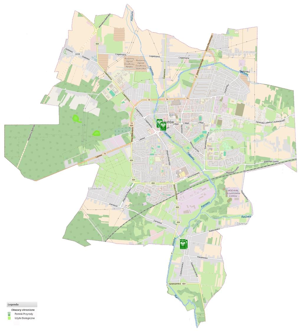 Mapa 12. Obszary chronione na terenie Miasta Bełchatowa Źródło: Opracowanie własne na podstawie geoserwis.gdos.gov.
