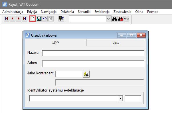 możliwością eksportu. 1. Uruchom program Rejestr VAT Optivum 2.