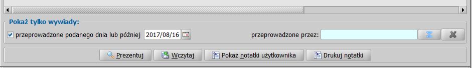 Na oknie listy wywiadów przeprowadzonych przy użyciu terminali mobilnych, umożliwiono wydruk