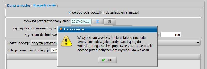 Akceptacja okna uzupełnienia informacji za podpisem osoby, powoduje aktualizację prezentacji oryginału wywiadu elektronicznego.