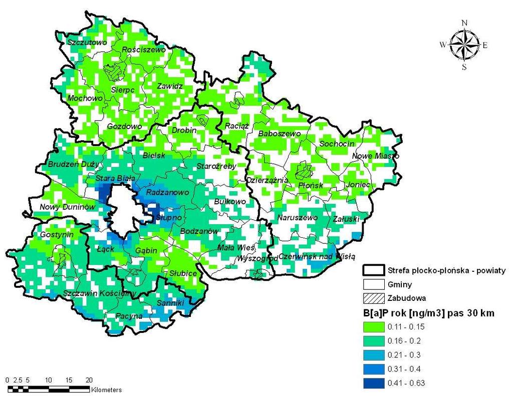 to, że emisja napływowa ma dość znaczny wpływ na stan jakości powietrza w płockopłońskiej.