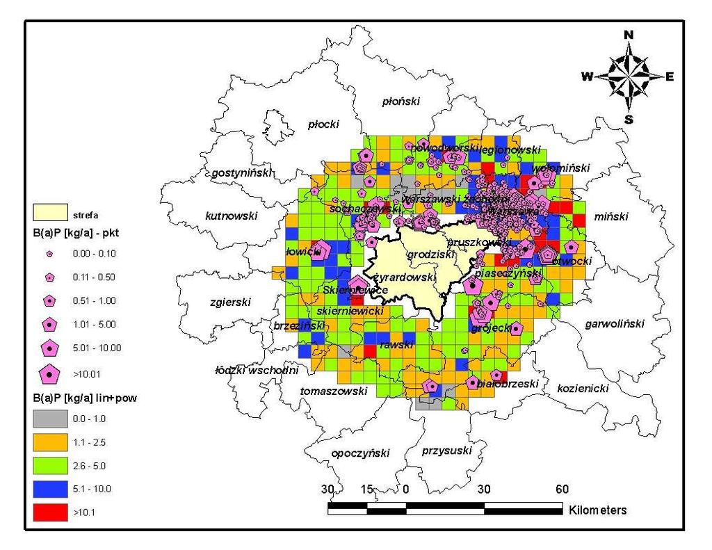 Rysunek 35 Emisja powierzchniowa, liniowa oraz punktowa