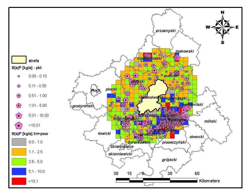 Rysunek 49 Emisja powierzchniowa, liniowa oraz punktowa