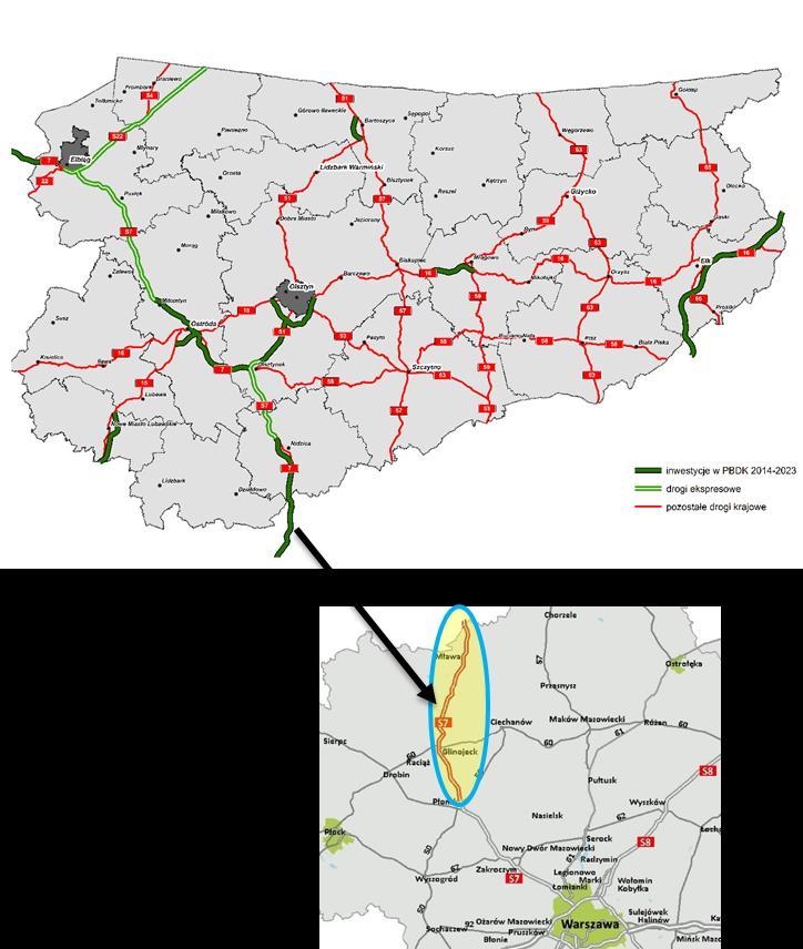 Budowa S7 na Mazowszu Budowa drogi S7 Napierki (gr. woj.) Płońsk (projektuj i buduj). Zadanie o dł.