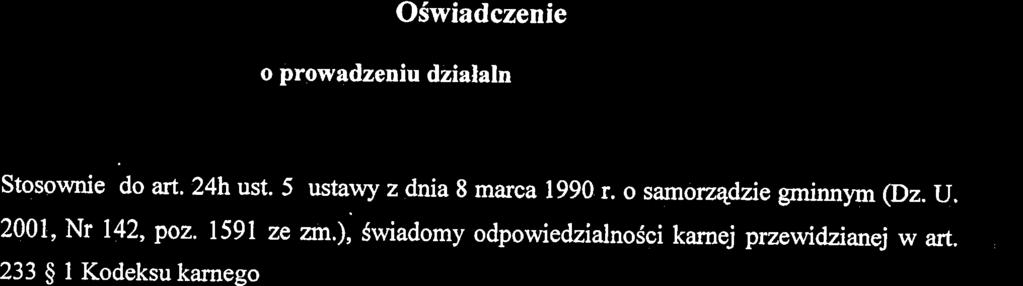 O5wiadczenie o prowadzeniu dzialaln 'j.r I Stosownie do art. 24h ust.