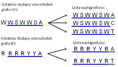 Rozdział 7. 128 Zapewnia ona, że w obu grafach znaleziona ścieżka odpowiadać będzie identycznemu fragmentowi DNA. Przykład dla wierzchołków o maksymalnym nałożeniu w obu grafach pokazuje rysunek 7.3.