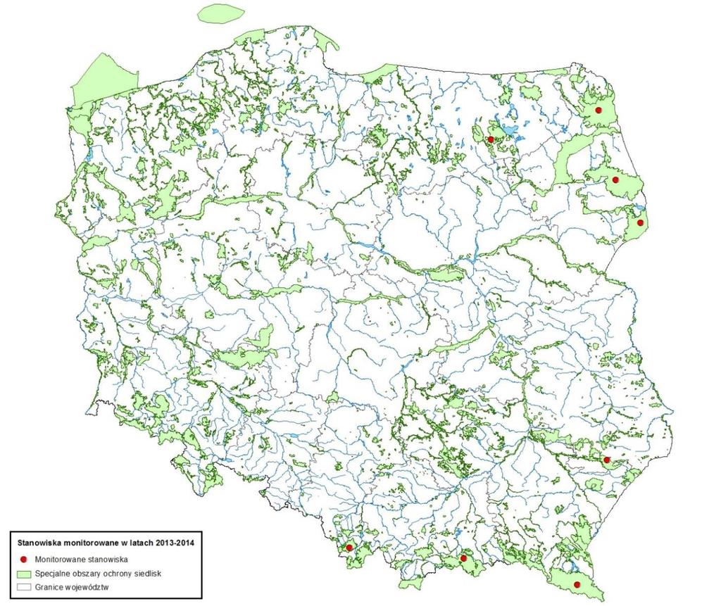 Stanowiska monitoringu rysia w Polsce w r.