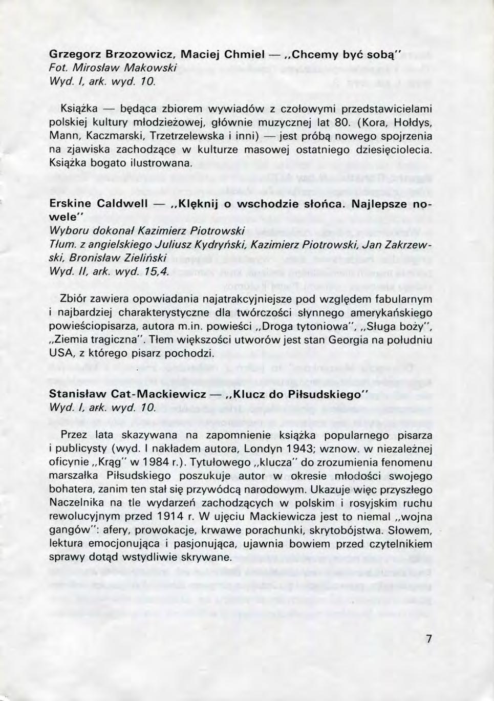 Grzegorz Brzozowicz, Maciej Chmiel Chcemy bye sobq" Fot. Mirosiaw Makowski Wyd. I, ark. wyd. 10.