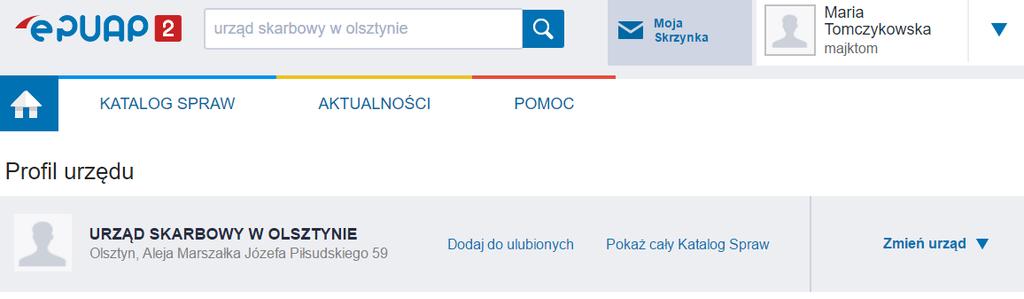 pisma do urzędu, a urzędowi pozwala na gromadzenie pism. Przygotujemy pismo do US z prośbą o wydanie zaświadczenia o niezaleganiu w podatkach. Uruchamiamy zatem stronę www.epuap.