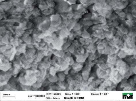 SEM images of spinel precursors obtained by two-steps precipitation: a) MgAl 2 O 4, 0.5 at.% Co:MgAl 2 O 4, c) 1.0 at.% Co:MgAl 2 O 4, d) 5 at.% Co:MgAl 2 O 4. nego podczas str cania ph równego 9,8 (punkt izoelektryczny dawsonitu wyst puje przy ph ok.