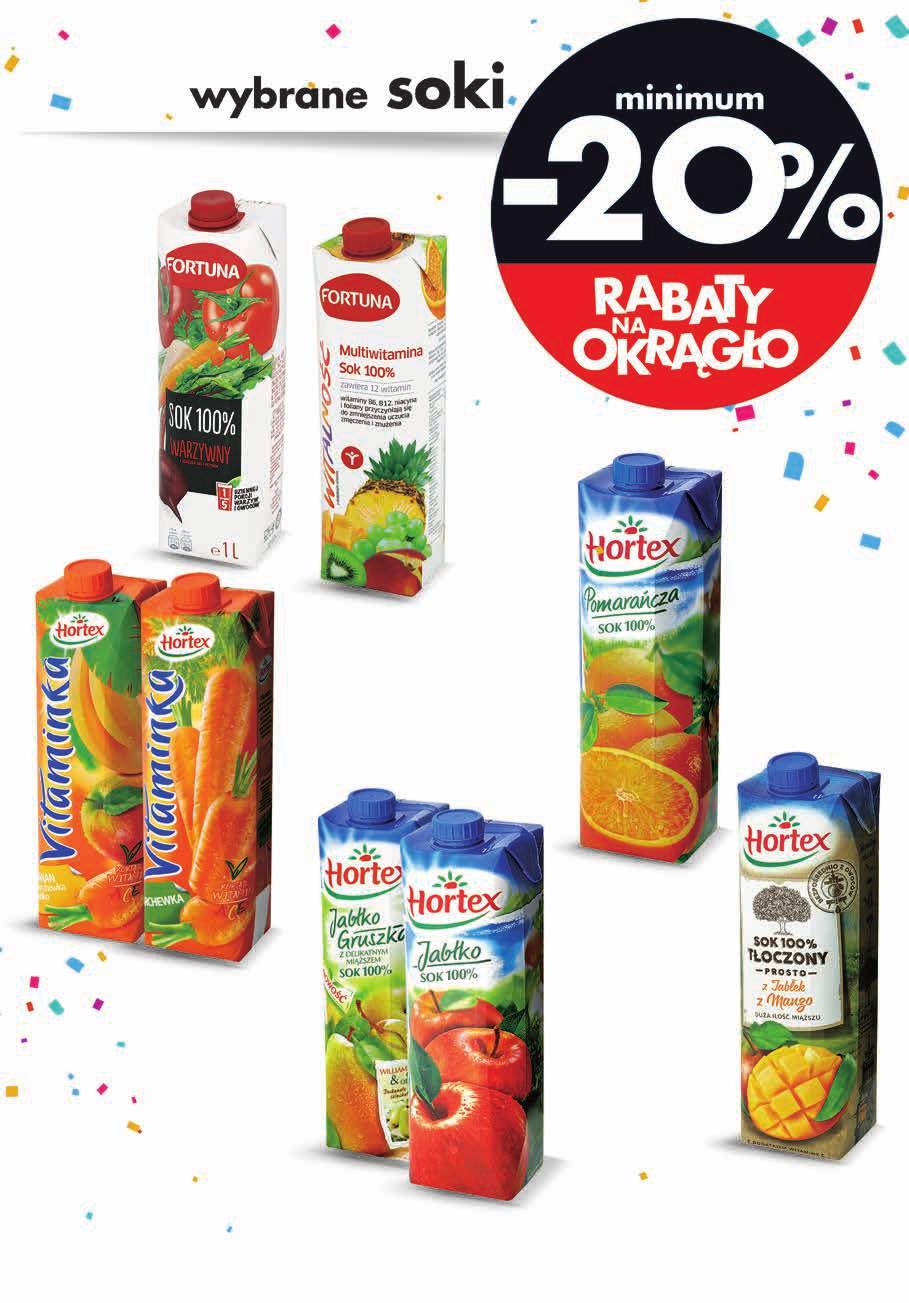*więcej produktów szukaj w sklepie 2,99 2 39 Sok Fortuna 1 l 3,99 3 19 Sok Fortuna multiwitamina 1 l 3,79 2 95 od od 2 3,49 79 Sok Vitaminka marchewka, 1 l - 2,79 zł marchewka-jabłko-banan, 1 l -