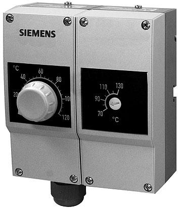 5) A, AC 250 V Stała czasowa zgodnie z DIN EN 14597 Push-in 1 zaciski do szybkiego podłączenia Dwie możliwości montażu: w osłonie lub na ścianie Pokrętło nastawcze temperatury do ustawienia wartości