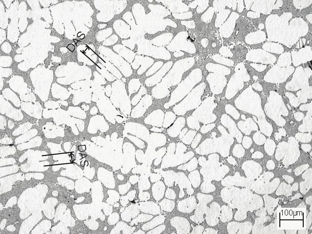 Microstructure of casting; mould P-P: a) mm distance, b) 6 mm, mould P-Och: c) mm distance, b) 6 mm b) 8 7 70 7 70 6 60 6