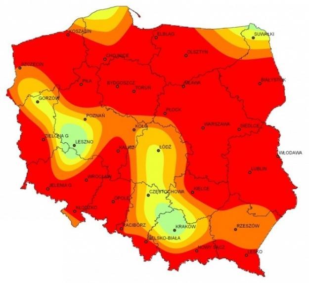 Warunki opadowe na podstawie wartości wskaźnika SPI w okresie 01.-30.08.