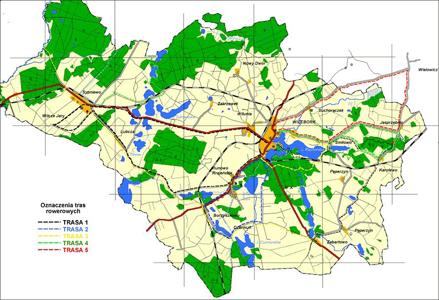 Przez teren sołectwa przebiegają dwa szlaki rowerowe czerwony (Trasa 5) i zielony (Trasa 4) Trasa 4 Kierujemy się z Więcborka na północ i skręcamy na północny wschód w kierunku Jastrzębca.