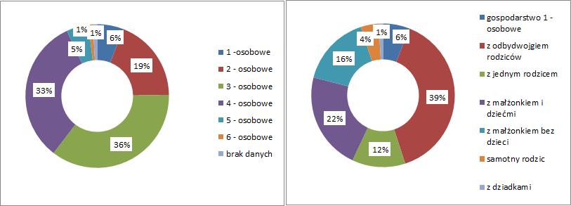 Jak pokazały zrealizowane badania, jedynie 6% młodych osób chorujących psychicznie mieszka samotnie. Ich gospodarstwa domowe najczęściej liczą 3-4 osoby (69%).