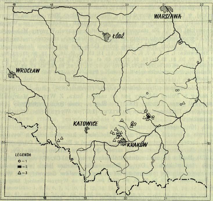 Stanow iska niektórych gatunków Orthoptera n a W yżynie M ałopolskiej: 1 M odicogryllus frontalis, 2 Tartarogryllus burdigalensis, 3 Gomphocerippus rufus. 48.