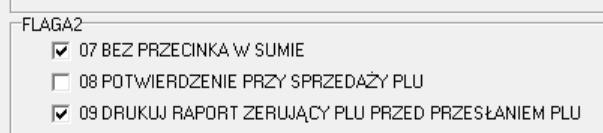 W zależności od wybranego trybu pracy pokazuje się okienko z menu zawierające mniej (Tryb sprzedaży PLU) lub więcej (Tryb parkingowo-usługowy) parametrów możliwych do ustawienia.