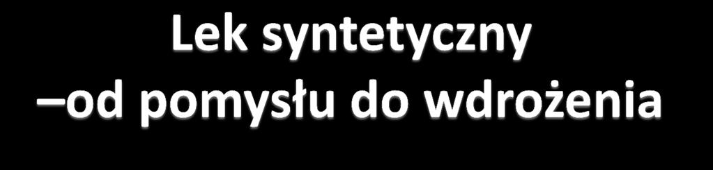 Wybór jednostki chorobowej Określenie miejsca działania leku Określenie testu biologicznego Znalezienie struktury wiodącej Określenie zależności między budową a działaniem biologicznym (SAR)