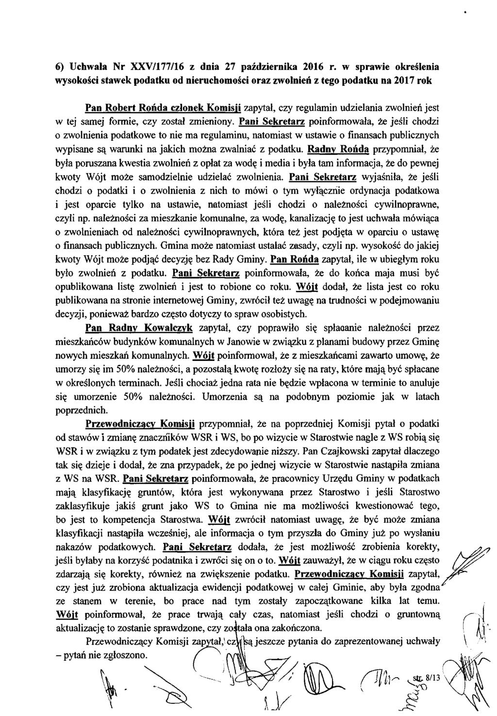 6) Uchwala Nr XXV/177/16 z dnia 27 października 2016 r.