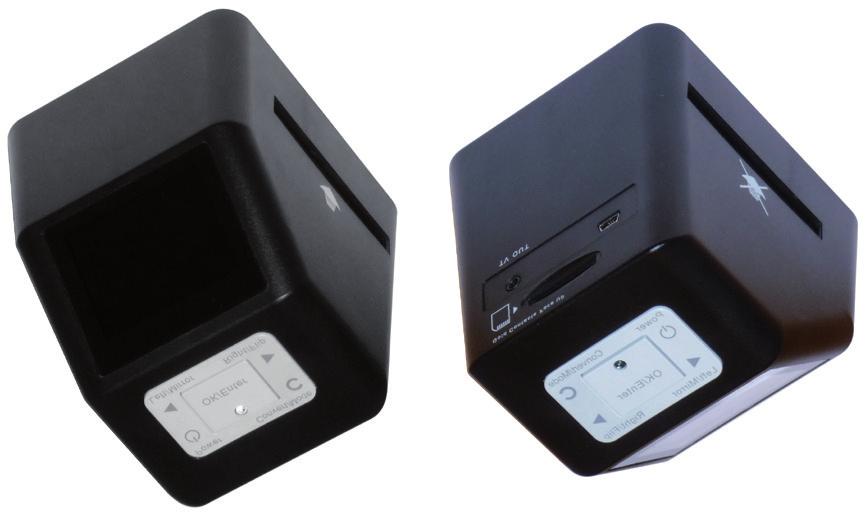 6. Elementy obsługi 1 Kolorowy wyświetlacz 2 Przycisk Left/Mirror 3 Przycisk Power 4 Przycisk OK/ENTER 5 Dioda LED Power 6 Przycisk Convert/Mode 7 Przycisk Right/Flip 8 Kieszeń (tutaj należy
