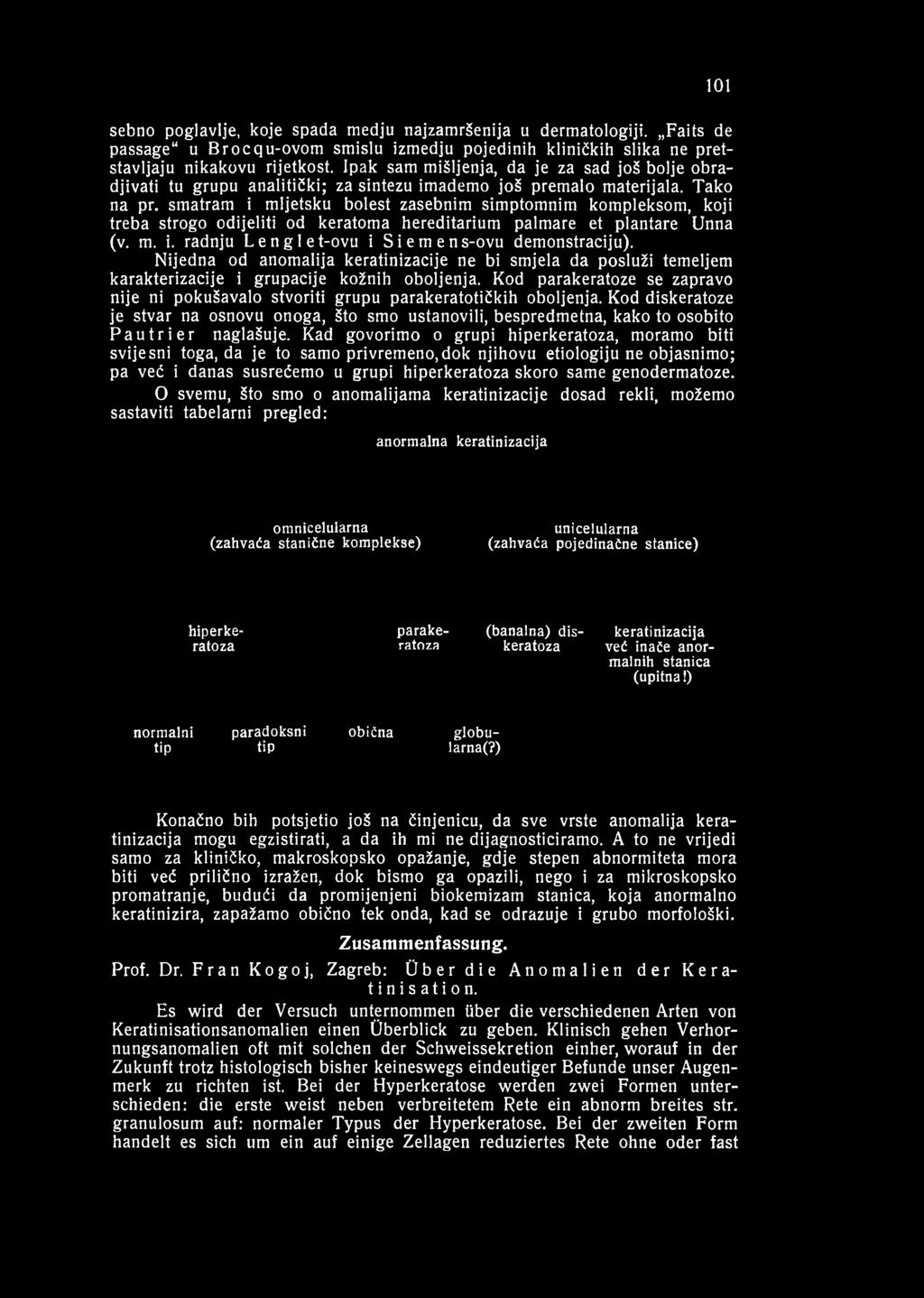 smatram i mljetsku bolest zasebnim simptomnim kompleksom, koji treba strogo odijeliti od keratoma hereditarium palmare et plantare Unna (v. m. i. radnju Lenglet-ovu i Siemens-ovu demonstraciju).
