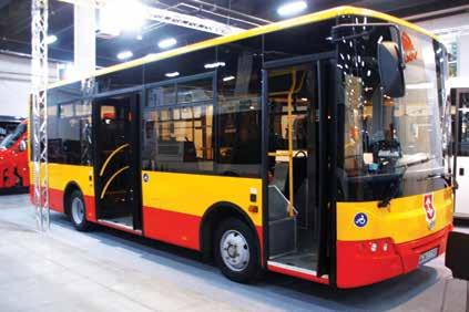 Karsan Atak Ukraiński ZAZ A10C oferowany przez spółkę JI Service w barwach PKS Grodzisk Mazowiecki Midibus Otokar Vectio C na stoisku Bus Trans Technik Sp. z o.o. czterocylindrowym silnikiem Euro 6 FPT NEF4 o mocy 137 kw, współpracującym z sześciobiegową manualną skrzynią biegów ZF 6S 1010B.