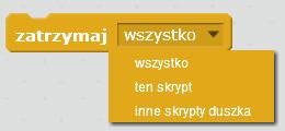 zatrzymuje wszystko dla wszystkich duszków lub tylko określony skrypt (w zależności od elementu