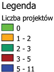 Rysunek 98 Liczba projektów realizowanych w ramach