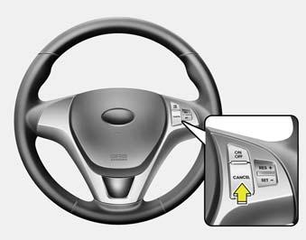 Jazda samochodem Hyundai E090400ABK Aby chwilowo przyspieszyć przy włączonym układzie regulacji prędkości jazdy: Aby chwilowo zwiększyć prędkość, gdy włączony jest układ regulacji prędkości jazdy,